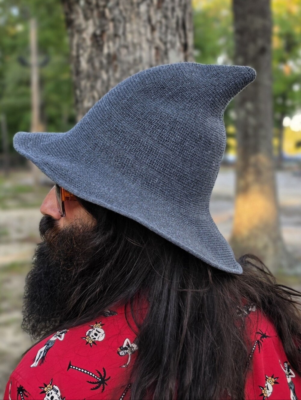 Wizard Hat, Dark Gray Slouchy Pointed Cap, Ren Faire Costume, Mystical Wear
